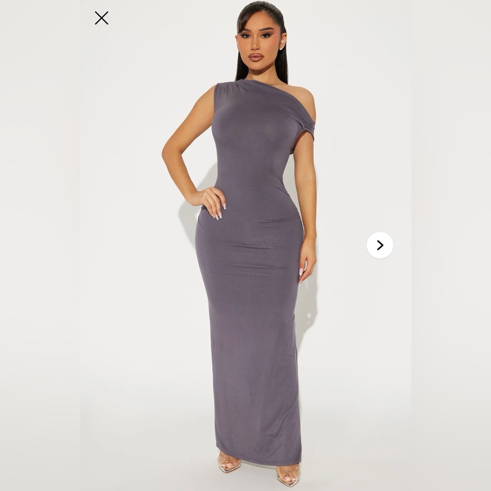 Fashion Nova One-Shoulder Gray Dress